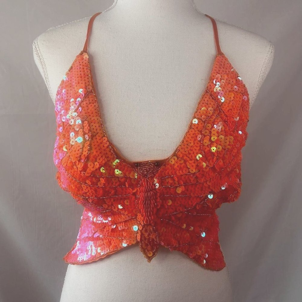 Orange Butterfly Rave Top